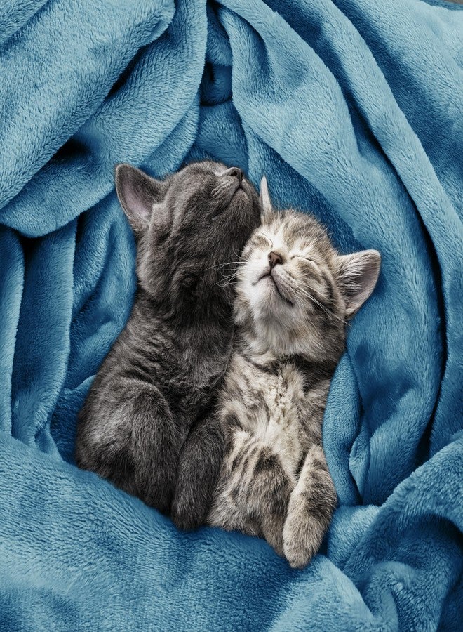 Utopia Bedding Fleece Blanket Queen Size Washed Blue 300GSM Luxury Fuzzy Soft Anti-Static Microfiber Bed Blanket (90x90 Inch) - Image 4