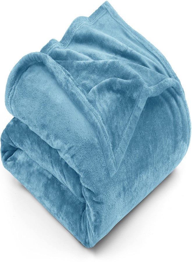 Utopia Bedding Fleece Blanket Queen Size Washed Blue 300GSM Luxury Fuzzy Soft Anti-Static Microfiber Bed Blanket (90x90 Inch) - Image 1