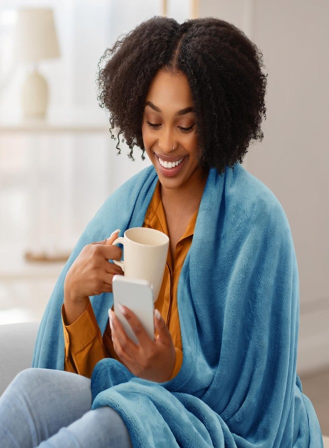 Utopia Bedding Fleece Blanket Queen Size Washed Blue 300GSM Luxury Fuzzy Soft Anti-Static Microfiber Bed Blanket (90x90 Inch) - Image 3