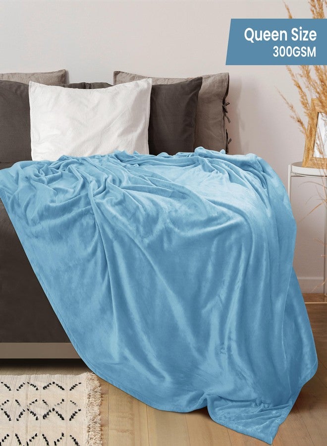 Utopia Bedding Fleece Blanket Queen Size Washed Blue 300GSM Luxury Fuzzy Soft Anti-Static Microfiber Bed Blanket (90x90 Inch) - Image 2