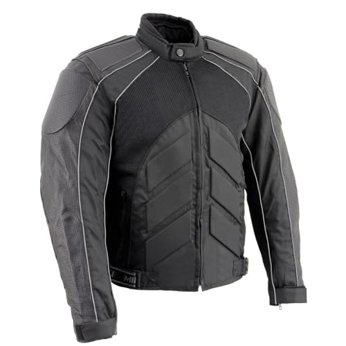 NexGen SH2153 Men's Black CE Armored Motorcycle Textile and Leather Combo Jacket - 3X-Large - Image 1