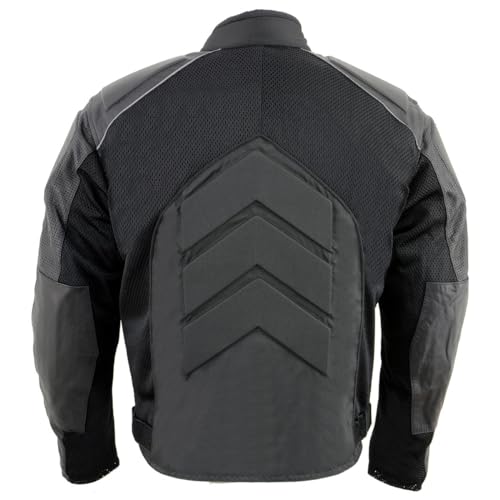 NexGen SH2153 Men's Black CE Armored Motorcycle Textile and Leather Combo Jacket - 3X-Large - Image 2