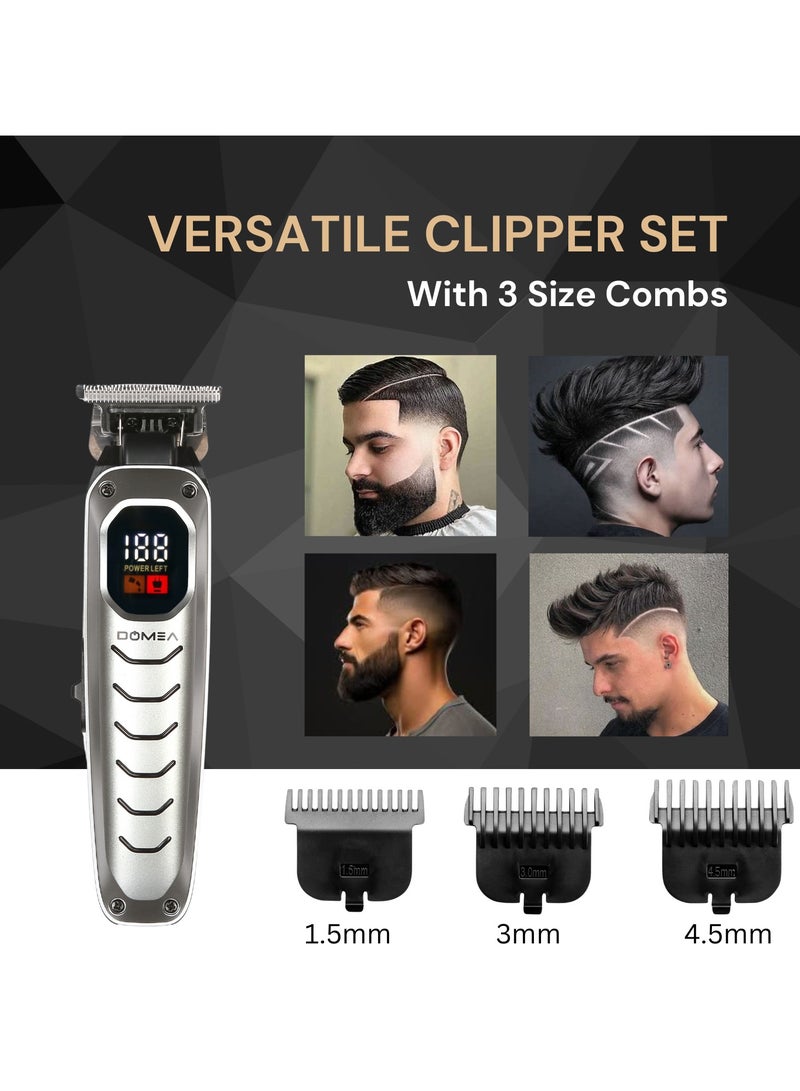 DOMEA Professional Trimmer PRO Series, Rechargeable Cordless Beard and Hair Trimmer with LCD Display, Low Noise Operation, 3 Adjustable Comb Sizes, 1200mAh Lithium Battery, USB Charging - Image 5