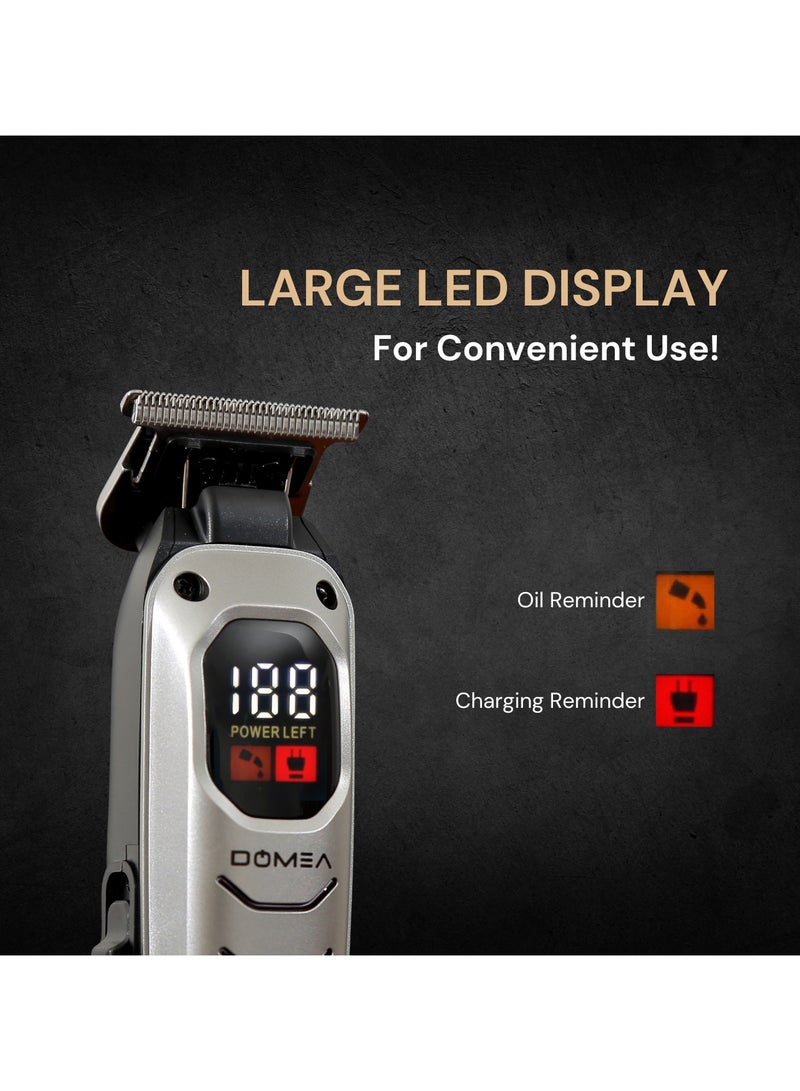 DOMEA Professional Trimmer PRO Series, Rechargeable Cordless Beard and Hair Trimmer with LCD Display, Low Noise Operation, 3 Adjustable Comb Sizes, 1200mAh Lithium Battery, USB Charging - Image 3