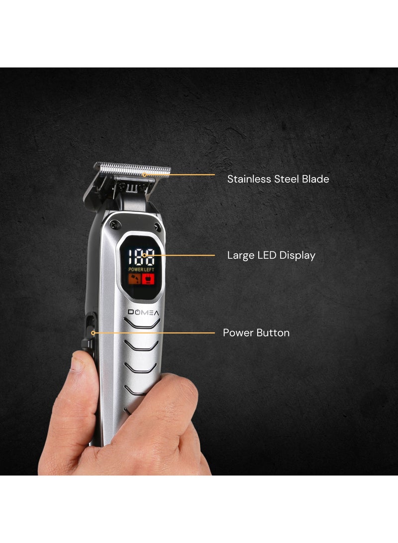 DOMEA Professional Trimmer PRO Series, Rechargeable Cordless Beard and Hair Trimmer with LCD Display, Low Noise Operation, 3 Adjustable Comb Sizes, 1200mAh Lithium Battery, USB Charging - Image 4