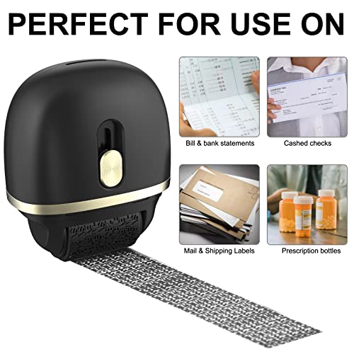 Lomil Identity Protection Roller Stamps 2 Pack - Confidential Roller Stamp with 4 Refills - Wide Identity Theft Protection Stamp for ID Blockout, Privacy & Security(Black) - Image 2