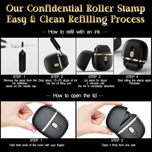 Lomil Identity Protection Roller Stamps 2 Pack - Confidential Roller Stamp with 4 Refills - Wide Identity Theft Protection Stamp for ID Blockout, Privacy & Security(Black) - Image 5