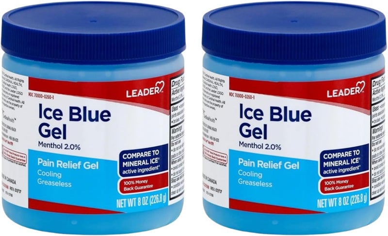 LEADER Mineral Ice Blue Gel Menthol 2 Pain Relief Gel Topical Analgesic for Muscle Pain Backache Arthritis  Sport Injuries for Adults and Kids 2 Compare to Mineral Ice 8 oz Pack of 2 - Image 1
