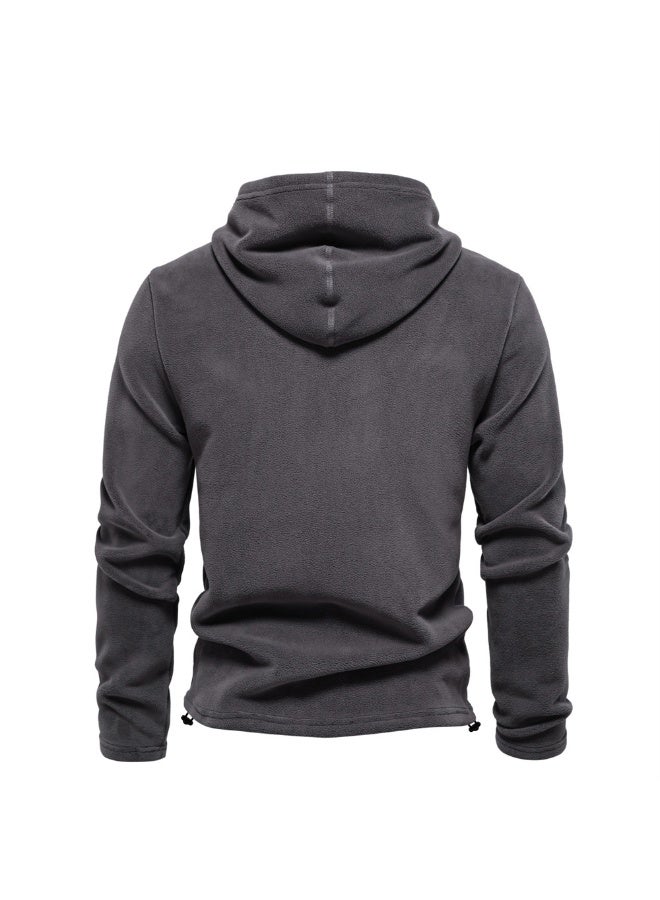 general Men's fall/winter stand-up collar half-zip long-sleeved hoodie with stand-up collar - versatile men's fleece jacket - Image 2
