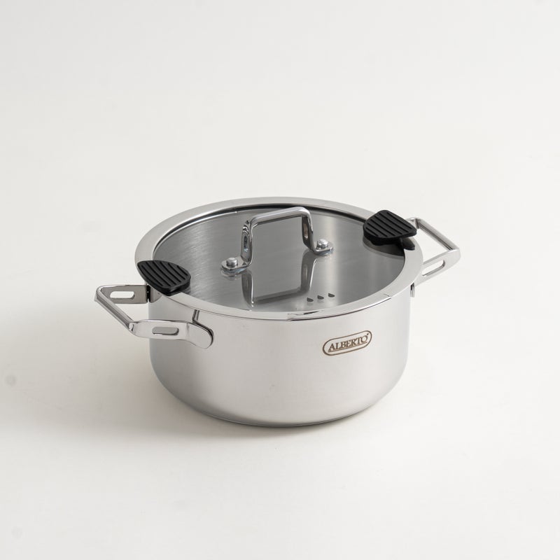 ألبرتو طقم قدور 8 قطع ستانلس ستيل، فضي - Image 3