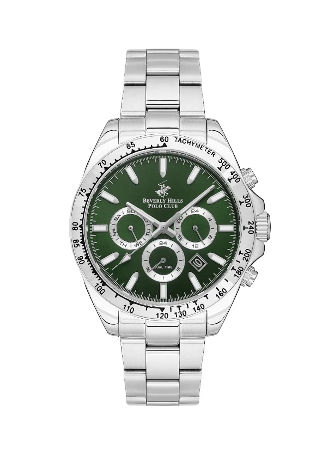 BEVERLY HILLS POLO CLUB BEVERLY HILLS POLO CLUB BP3127X.370 Men Multi Function Display Watch & Metal Strap Silver