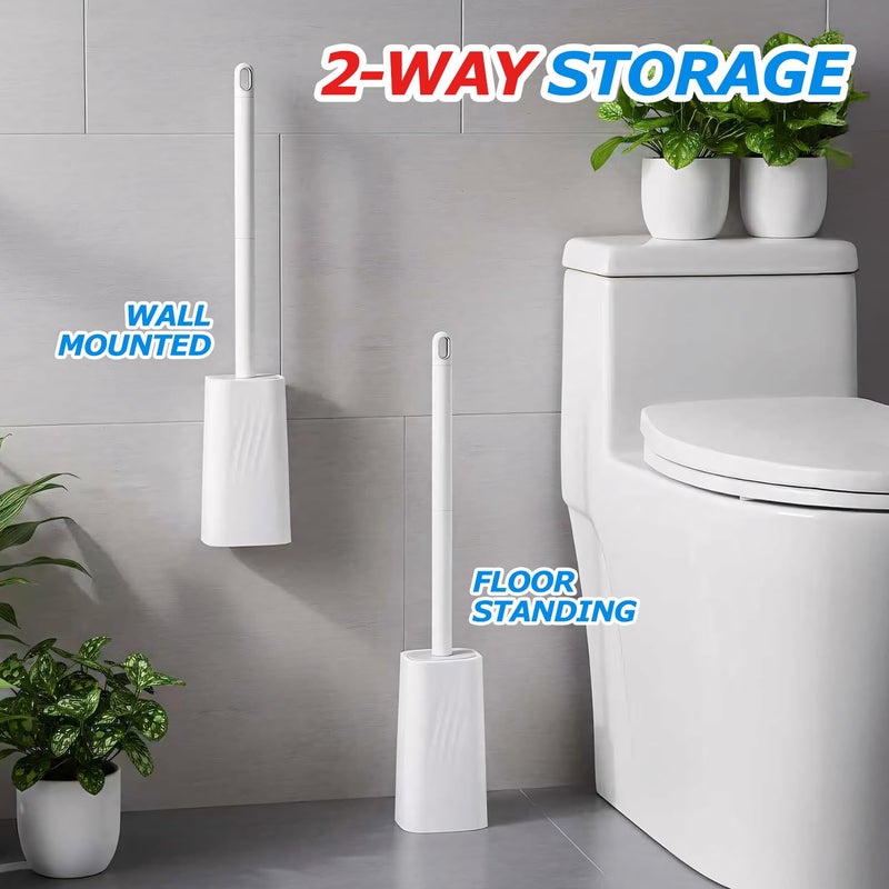 FORASTO Toilet Bowl Brush and Holder Set - Toilet Scrubber Brush,Cleaning Brush,Bathroom Decor,Household Essentials,Cleaning Supplies,White - Image 4