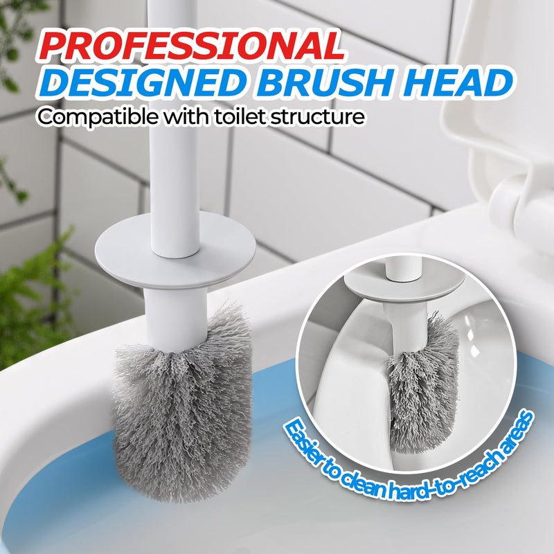 FORASTO Toilet Bowl Brush and Holder Set - Toilet Scrubber Brush,Cleaning Brush,Bathroom Decor,Household Essentials,Cleaning Supplies,White - Image 2