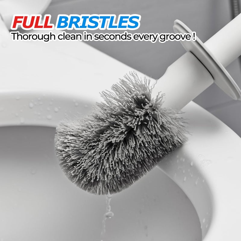 FORASTO Toilet Bowl Brush and Holder Set - Toilet Scrubber Brush,Cleaning Brush,Bathroom Decor,Household Essentials,Cleaning Supplies,White - Image 5