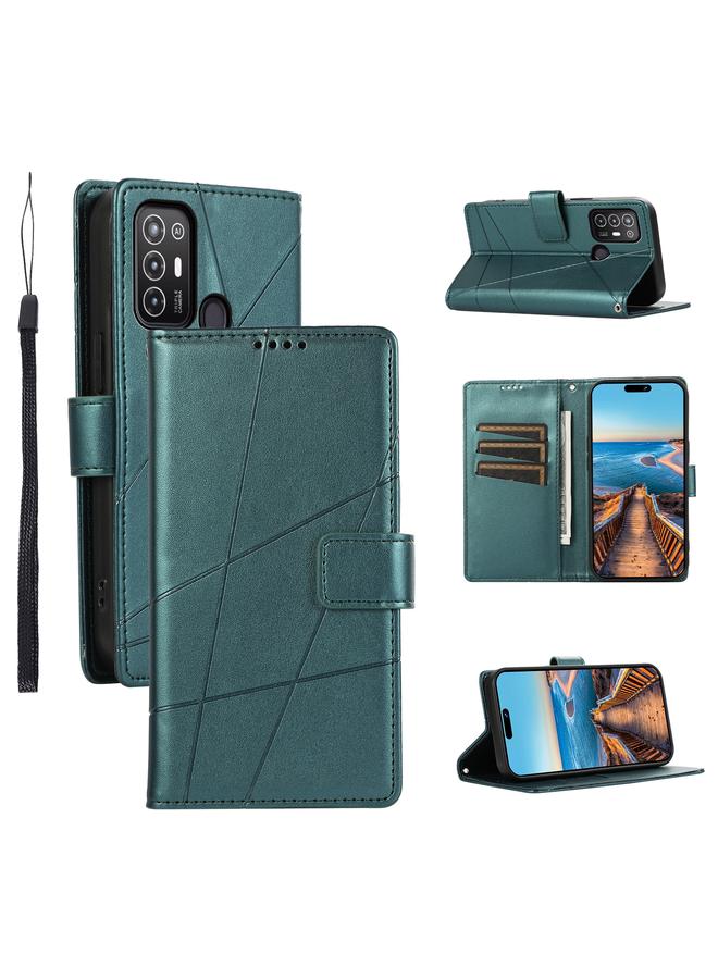 The Bros Case For ZTE Blade A52 PU Genuine Leather Texture Embossed Line Phone Case
