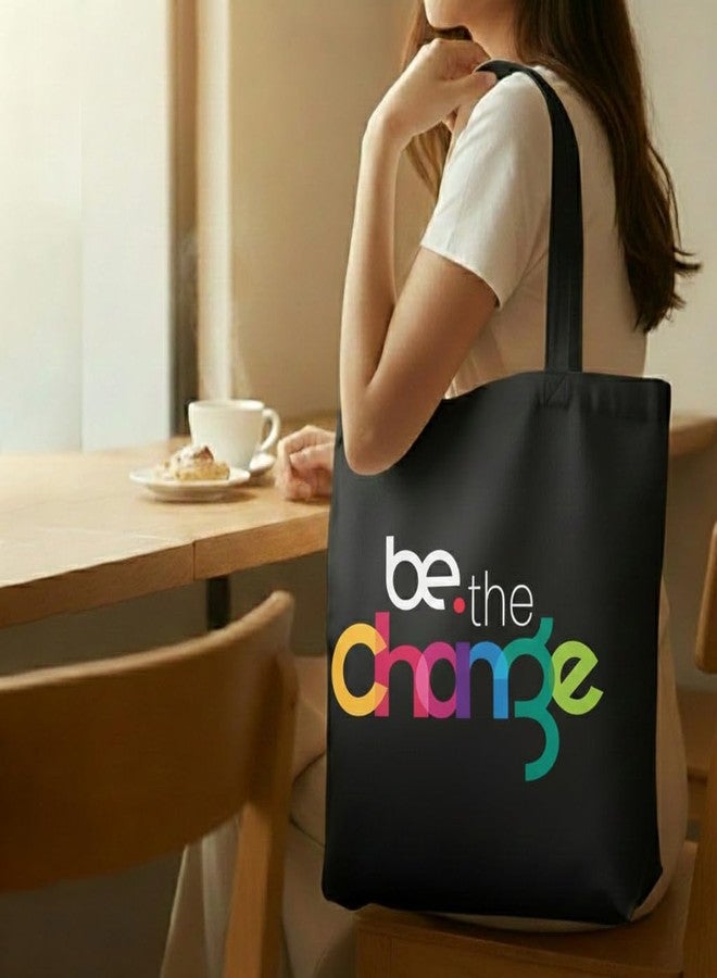 WRAPZY Black Canvas Tote Bag - Handbags for Women | Large Printed Cotton Tote Bag for Shopping, College & Office | Reusable Everyday Carry Handbag (16 x 14 Inch) (PRINT3, One Size) - Image 5