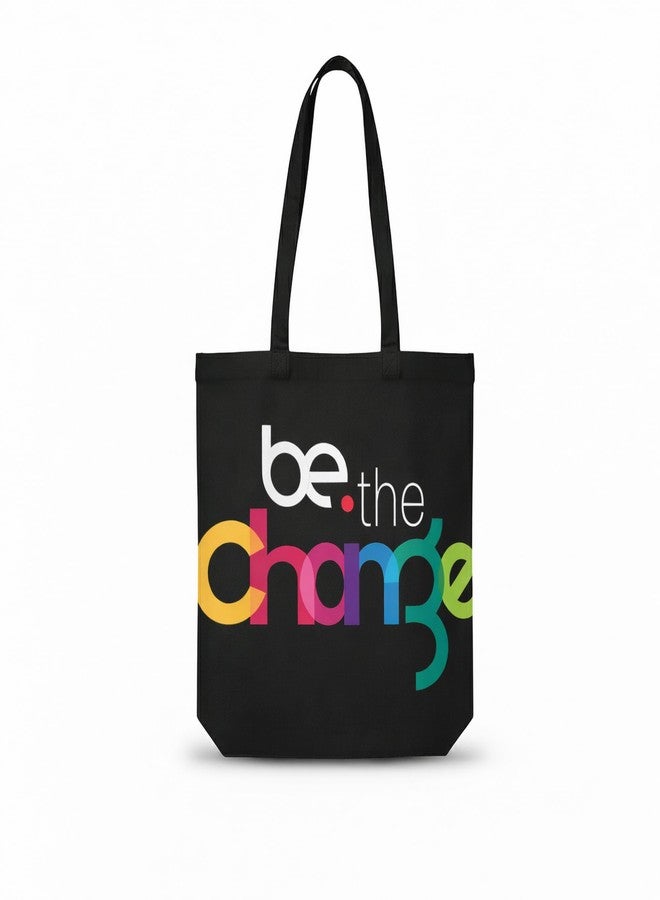 WRAPZY Black Canvas Tote Bag - Handbags for Women | Large Printed Cotton Tote Bag for Shopping, College & Office | Reusable Everyday Carry Handbag (16 x 14 Inch) (PRINT3, One Size) - Image 1