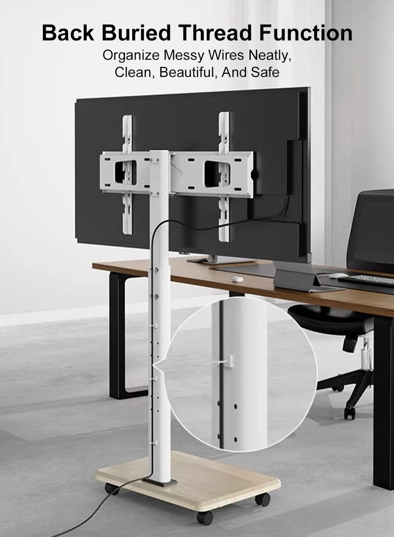 Fh Rolling TV Floor Stand for 26 to 70 inch TVs with 1-Shelf Storage Base,Portable Mobile Cart with Wheels, with Swivel Mount,Corner Universal Stands for Bedroom, Outdoor - Image 5