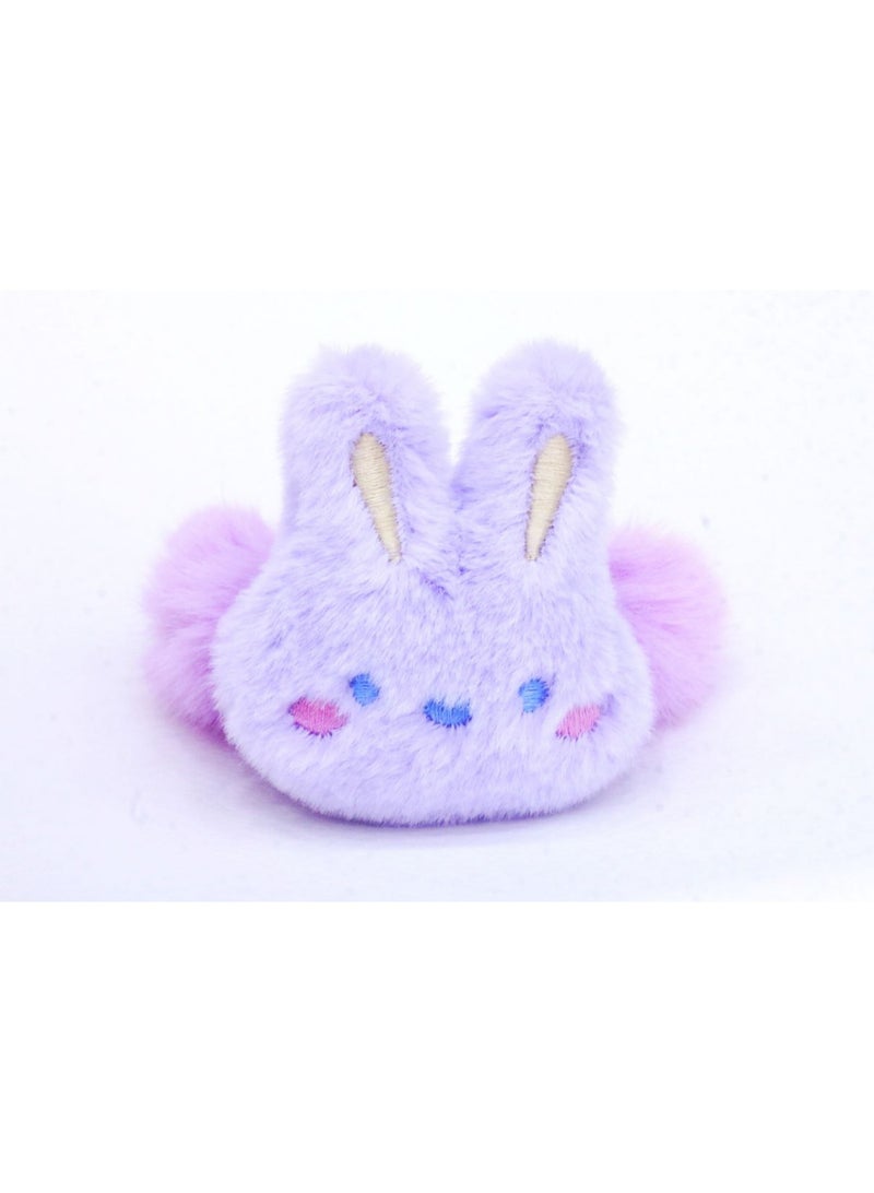 Generic A cute purple fur bunny-shaped hair elastic, adding a warm and charming touch to your winter look! - Image 2
