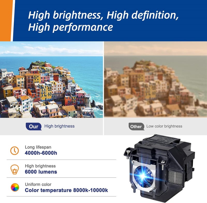 Woprolight V13h010l97 excellent quality for Epson-elp lp97 Powerlite Home Cinema vs250 vs350 vs355 ex9210 2100 2150 1060 660 760hd ex9220 ex3260 ex5260 ex7260 Replacement Projector lamp Bulb with Housing - Image 2