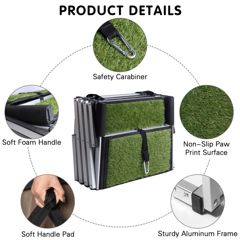 DGSL Dog Ramp for Car, Extra Wide 4 Steps Stairs for Truck, Folding Steps for Dogs with Non-Slip Surface, Pet Loader Dog for Large Dog, SUV, Side Door and Bed (Green, 16.9In-4 Steps) - Image 4