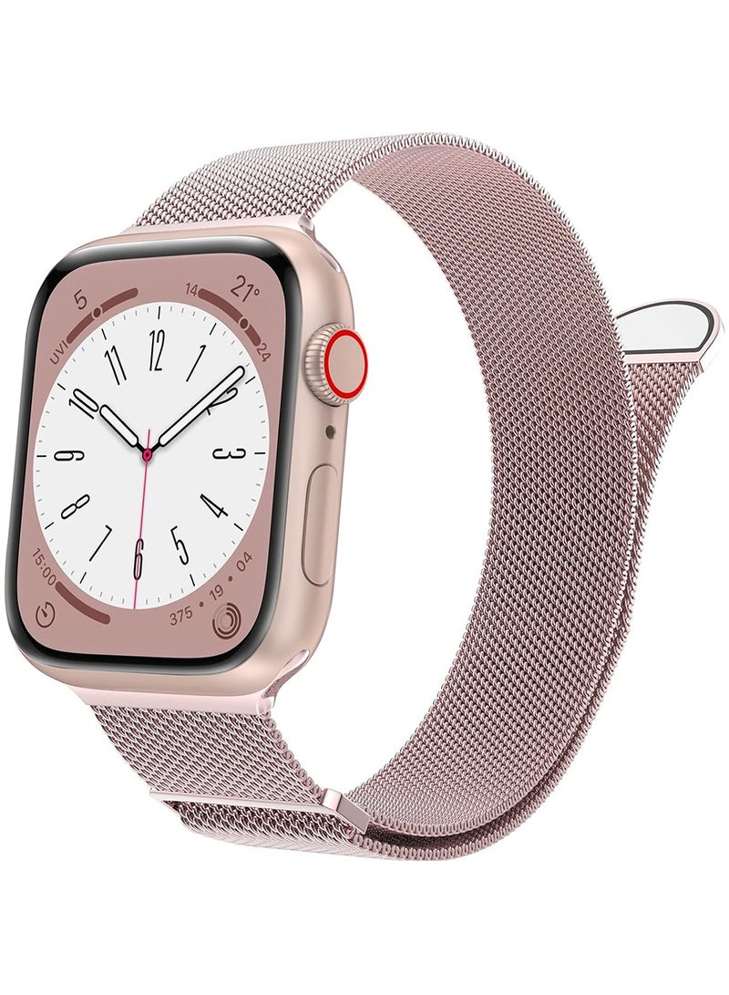 Compatible with Apple Watch Band Series 9/Ultra 2/SE/Ultra/8/7/6/5/4/3/2/1 38mm 40mm 41mm Stainless Steel Mesh Loop Magnetic Clasp Replacement for iWatch Bands Rose Gold  - Image 1