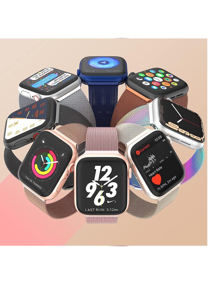 Compatible with Apple Watch Band Series 9/Ultra 2/SE/Ultra/8/7/6/5/4/3/2/1 38mm 40mm 41mm Stainless Steel Mesh Loop Magnetic Clasp Replacement for iWatch Bands Rose Gold  - Image 5