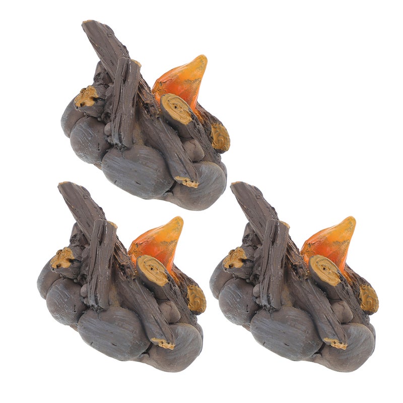 3pcs Miniature Bonfire Model Tiny Fire Miniature Decoration for Landscape Scene Setting - Image 1