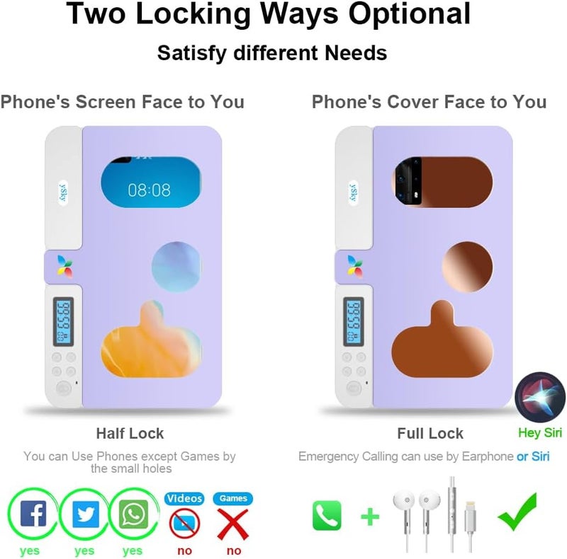 ySky Portable Phone Lock Box with Timer for iPhone and Android Phones, Self-Control Timed Phone Jail Locker to Help Kids,Students, Adults Focus Back, Unplug from Phones Boost Your Mental Wellness - Image 2