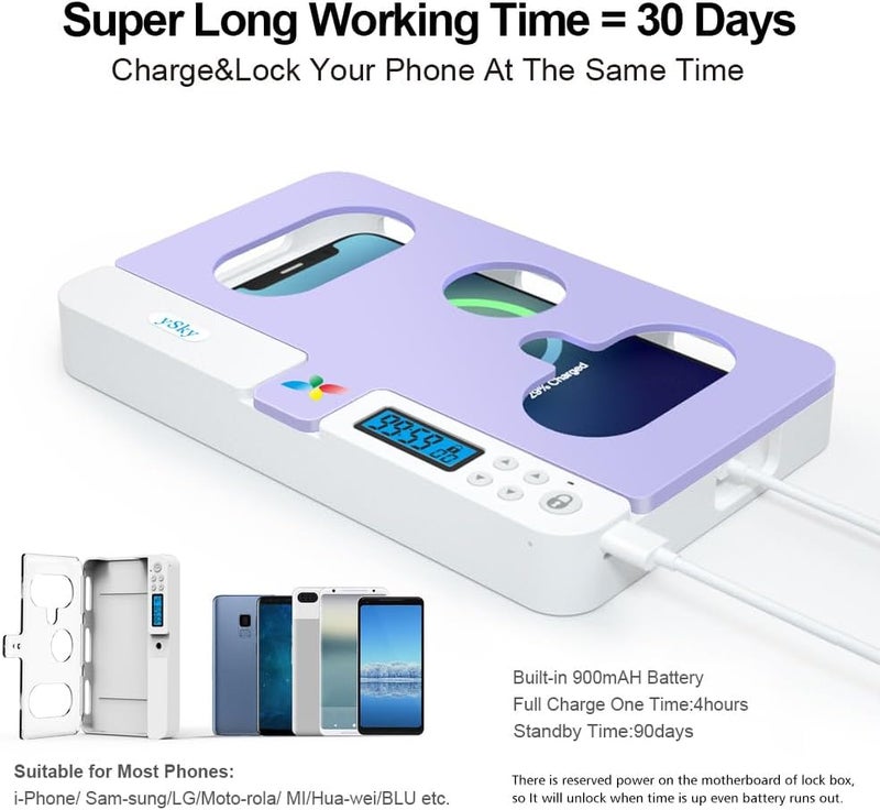 ySky Portable Phone Lock Box with Timer for iPhone and Android Phones, Self-Control Timed Phone Jail Locker to Help Kids,Students, Adults Focus Back, Unplug from Phones Boost Your Mental Wellness - Image 5