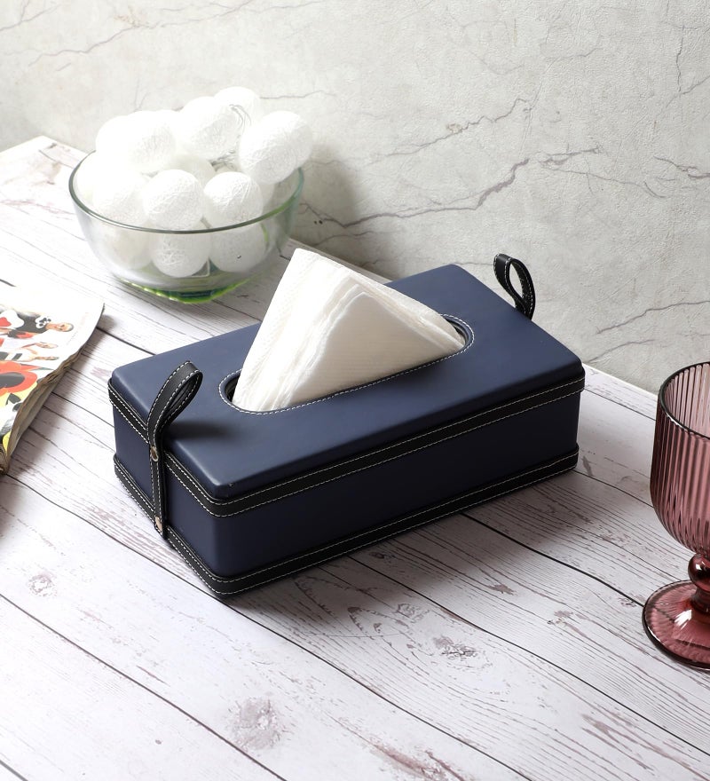AKWAY Modern Leatherite Tissue Box Cover, Facial Tissue Box Holder, Napkin Dispenser Box for Bathroom, Home, Office and Restaurant (Blue) - Image 5