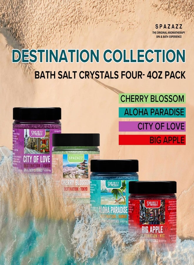 Spazazz Hot Tub Aromatherapy Destination Collection Bath Salt Crystals Four- 4oz Pack - Aloha Paradise, Big Apple, City of Love, Cherry Blossom - Bath Salts Perfect for Hot Tubs, Baths, and Foot Soaks - Image 5