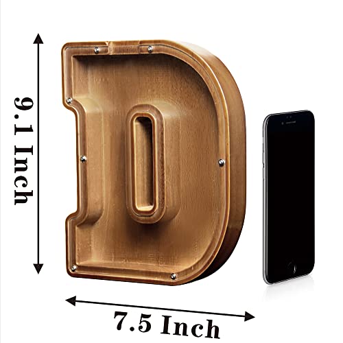 AORCMITN Large Wooden Letter Coin Personalized Piggy Bank for Boys Girls Kids Toddler Adults Money Bank Best Gift for Friends 92 InchD - Image 5