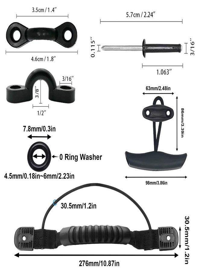 CLIO مجموعة مقابض حمل الكاياك مع مقابض سحب أمامية على شكل حرف T وسدادات فتحات - 4 قطع لكل منها، عيون وسادة الكاياك مع مسامير تثبيت Tir-Grip - ملحقات تجهيز السطح - Image 4