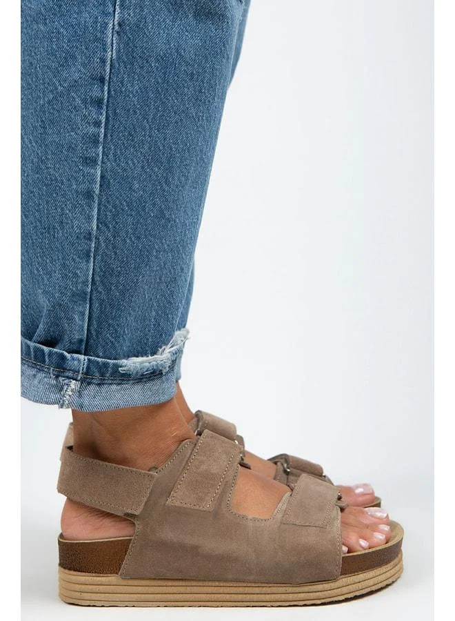 Manijero  Emilia Women's Genuine Leather Double Buckle Vizon Sandal for Women | Best Price UAE