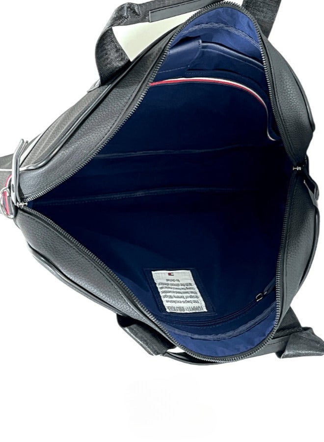 Tommy Hilfiger Black Leather Laptop Bag