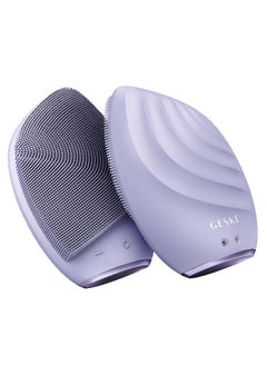 GESKE Smart App Guided Sonic Facial Brush 5 In 1 | Vibrating Electric Facial Cleansing Brush | Soft Silicone Brush | Professional Facial Cleanser | Skin Cleanser & Exfoliator | Face Massager - Purple  - Image 4