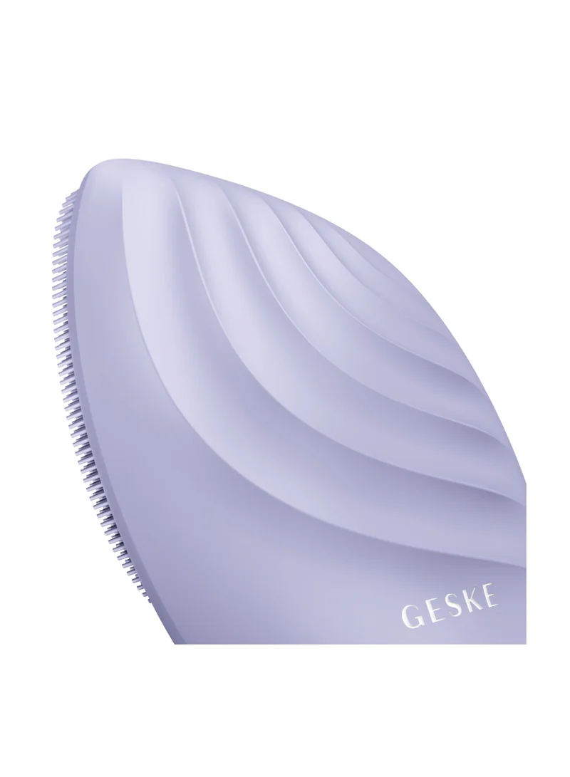 GESKE Smart App Guided Sonic Facial Brush 5 In 1 | Vibrating Electric Facial Cleansing Brush | Soft Silicone Brush | Professional Facial Cleanser | Skin Cleanser & Exfoliator | Face Massager - Purple