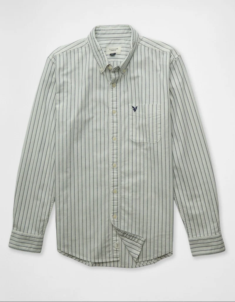 امريكان ايجل قميص أوكسفورد بأزرار وقصّة سلِم بأكمام قصيرة