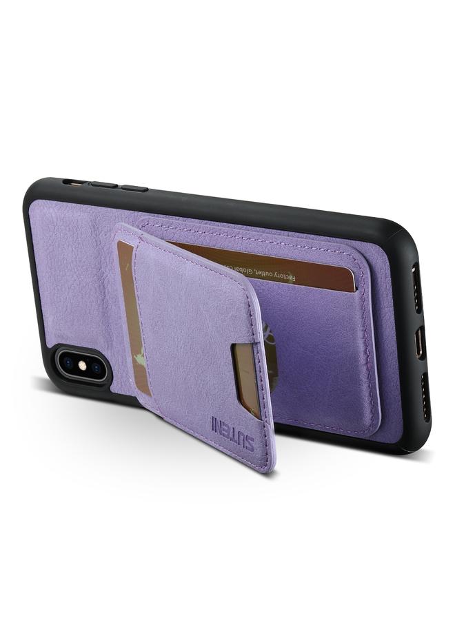 Suteni Case For iPhone XS Max H02 Litchi Leather Card Wallet Stand Back Phone Case - Image 4