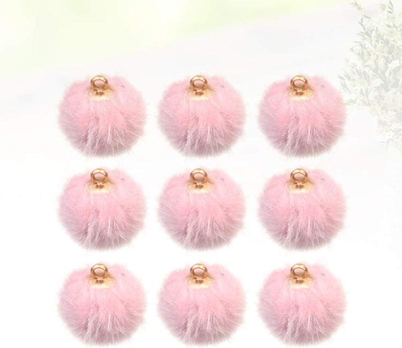 comfrt 24pcs Faux Fur Fluffy Pompom Balls Pendant Pom Pom Balls Charms DIY Fur Pom Poms Earring Necklace Keychain Accessory for Craft Jewelry Making (Pink) - Image 4