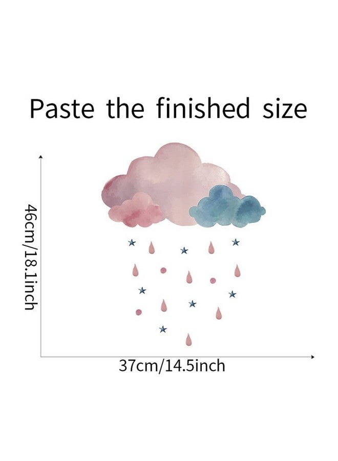 Boodecal Pink Watercolor Cloud Rain Drops Stars Raining Kids Zone Wall Stickers Wall Murals Decals for Kids Nursery Bedroom Living Room 14.5 in x 18.1 in - Image 5