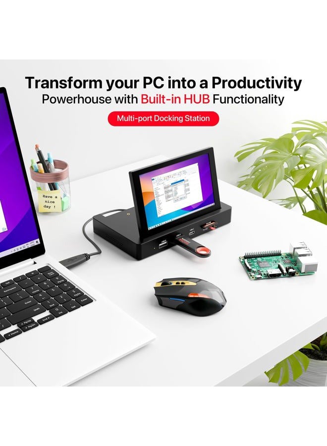 ROADOM 5'' Mini Monitor with Raspberry Pi Mount Holes & USB HUB, Type-C One-Cable Connection&Speakers, All-in-One Storage Dock, Pocket IPS Screen for PC monitoring/Gaming/AIDA64/Streaming Partner - Image 5