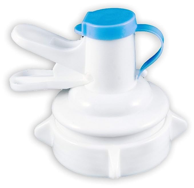 CLICKSWIFT® Water Dispenser Valve for 55mm Crown Top Drinking Bottle, Manual Reusable Water Jug Cap Plastic Device, Includes Lid Dirt Protector Blue 1 Pcs - Image 3