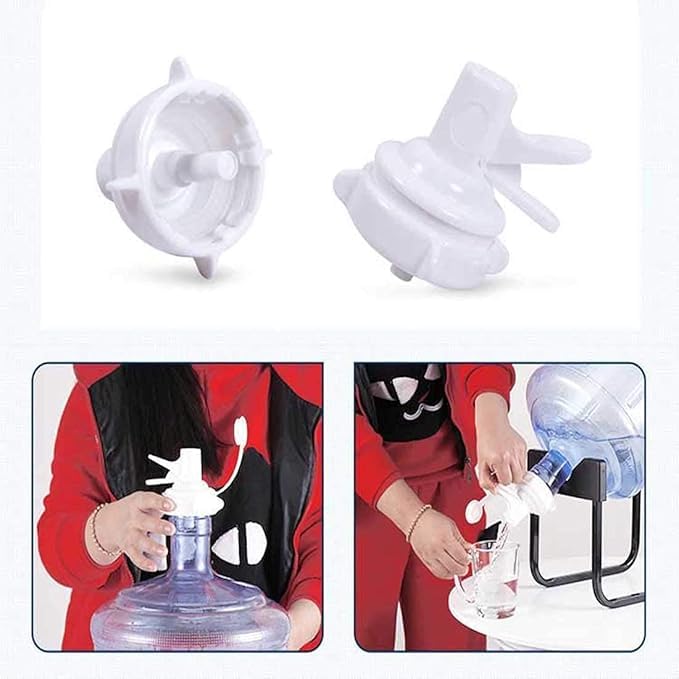 CLICKSWIFT® Water Dispenser Valve for 55mm Crown Top Drinking Bottle, Manual Reusable Water Jug Cap Plastic Device, Includes Lid Dirt Protector Blue 1 Pcs - Image 4