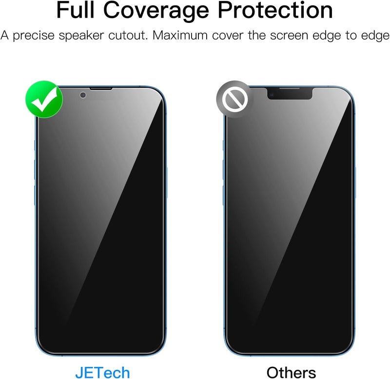 Jetech Privacy Full Coverage Screen Protector for iPhone 16e 2025, iPhone 13/13 Pro 6.1-Inch, Anti-Spy Tempered Glass Film, Edge to Edge Protection Case-Friendly, 2-Pack - Image 4
