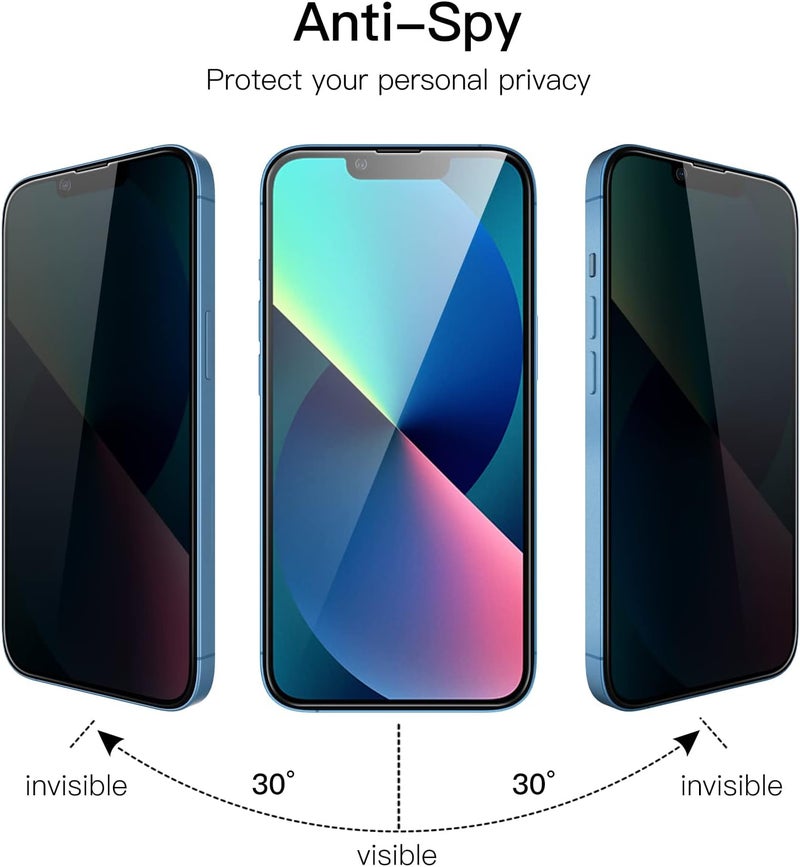 Jetech Privacy Full Coverage Screen Protector for iPhone 16e 2025, iPhone 13/13 Pro 6.1-Inch, Anti-Spy Tempered Glass Film, Edge to Edge Protection Case-Friendly, 2-Pack - Image 3