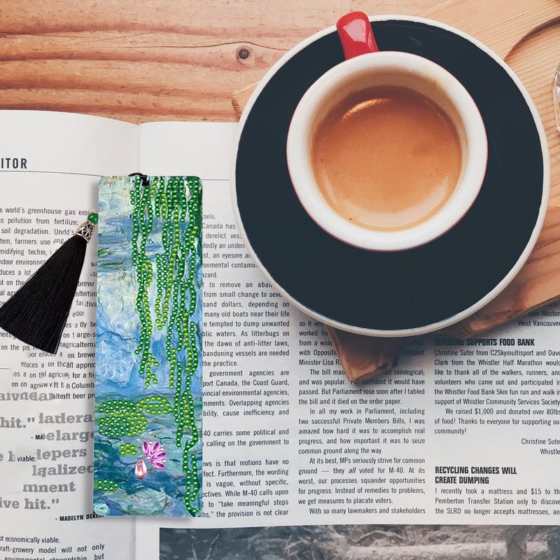 NIHOJIUMA NIHO-JIUMA Diamond Painting Bookmark Kits Starry Night & Water Lily, DIY Crystal Diamond Art Tassel Acrylic Bookmark Kits Gift for Adult/Teen (2 Pack) - Image 5