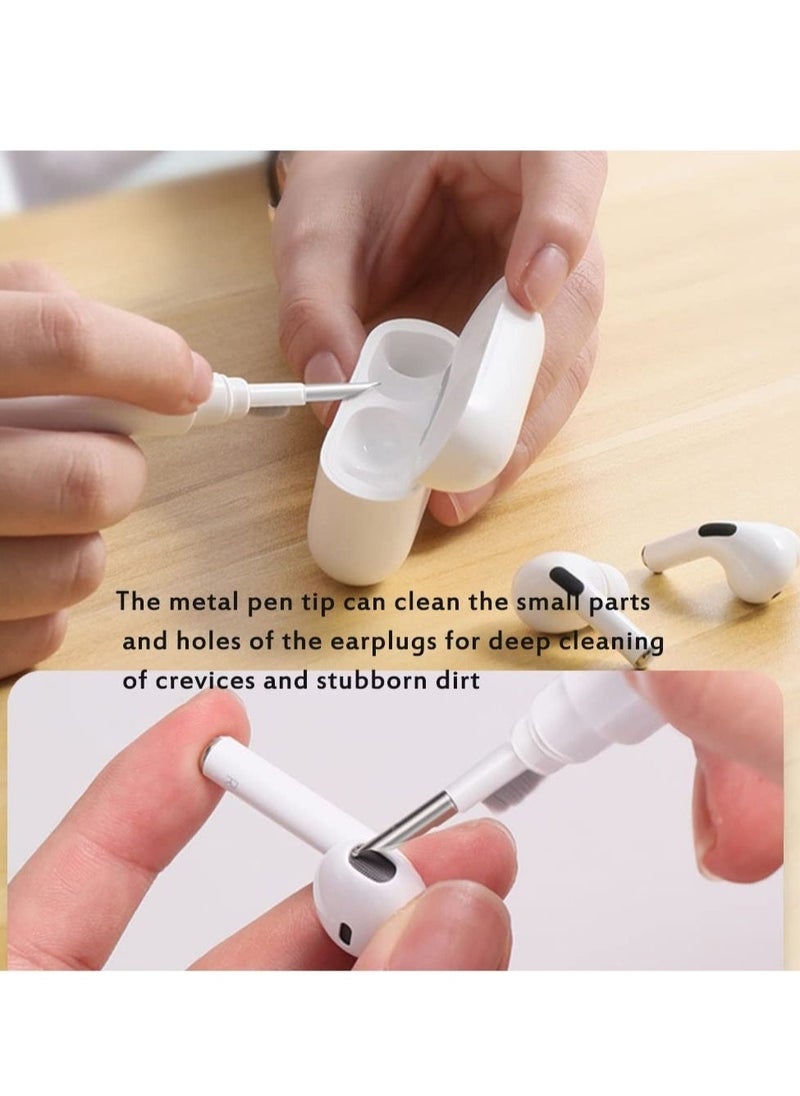 ELTRAZONE Earbuds Cleaning Pen Fits for Airpods Pro 1 2 3 Multi Cleaner Kit Soft Brush for Bluetooth Earphones Case Compact Portable Multifunctional Cleaning Kit (White)  - Image 2
