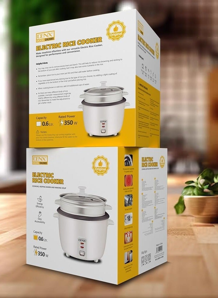 Denx Denx 350W Smart Electric Rice Cooker (0.6L) – Mini Energy-Efficient Rice Steamer & Soup Maker for Home, Dorm, or Travel Use - Image 4
